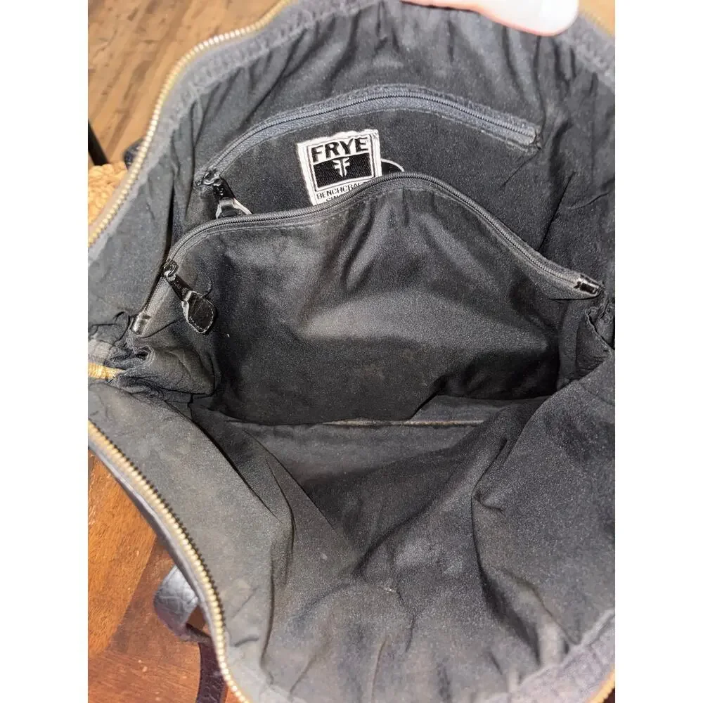 Vintage Frye Black Leather Tote Bag Laptop Work Purse